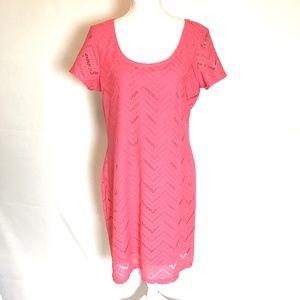 Tiana B Dress Pink Crochet Overlay Dress